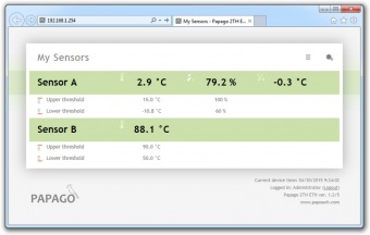 Papago 2TH_ETH - Ethernet 2-Channel Temperature and Humidity Unit with Web Server, SNMP ,email