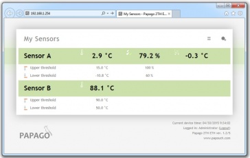 Papago PGO_2TH_W - WiFi 2-Channel Temperature and Humidity Unit with Web Server, SNMP ,email