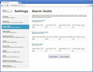 T3610 - Ethernet Temperature and Humidity Alarm unit with LCD and POE